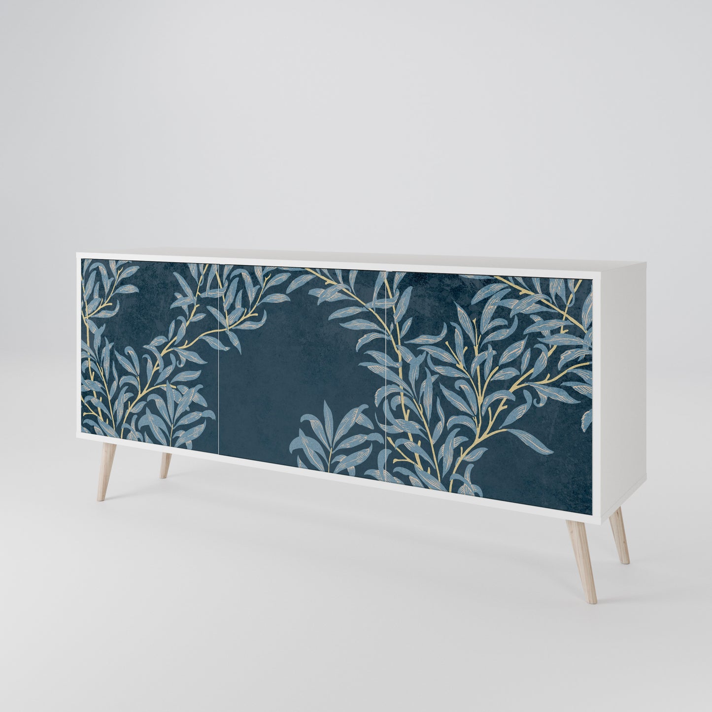 BLUE LEAVES Madia a 3 Ante in Finitura Bianca