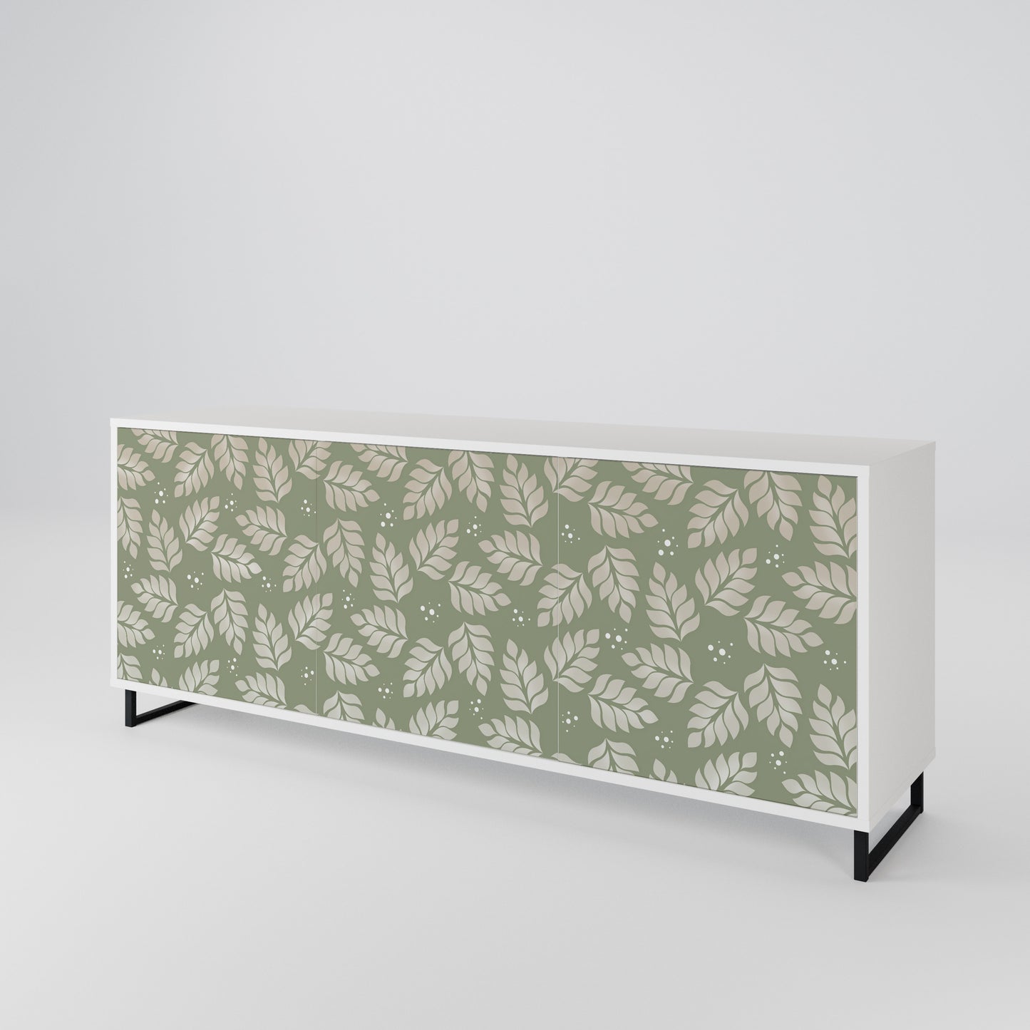 LEAVES ON GREEN 3-Door Sideboard in White Finish