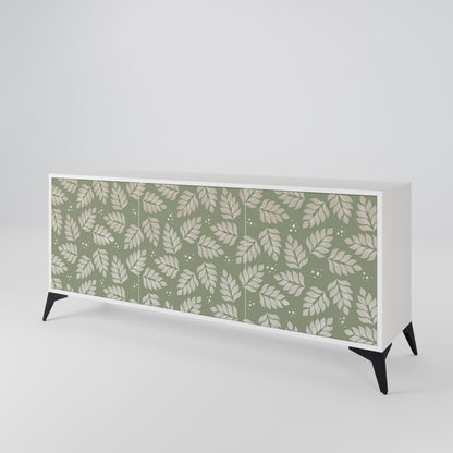 LEAVES ON GREEN 3-Door Sideboard in White Finish