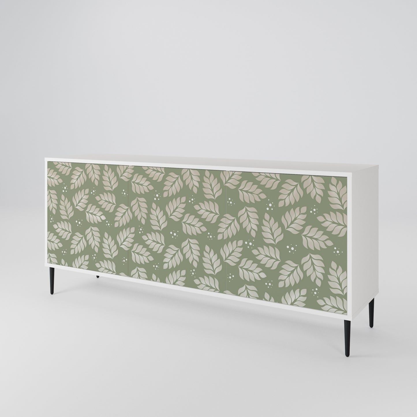 LEAVES ON GREEN 3-Door Sideboard in White Finish