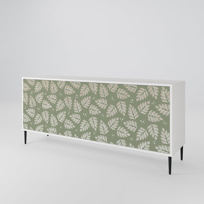 LEAVES ON GREEN 3-Door Sideboard in White Finish