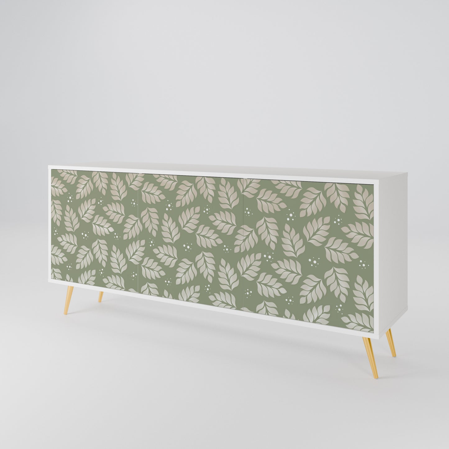 LEAVES ON GREEN 3-Door Sideboard in White Finish