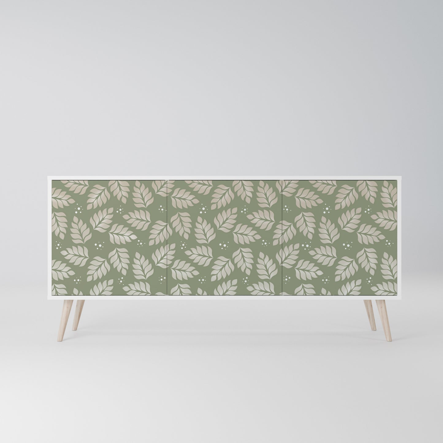 LEAVES ON GREEN 3-Door Sideboard in White Finish
