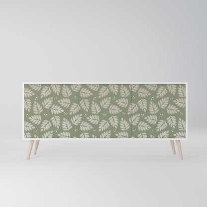 LEAVES ON GREEN 3-Door Sideboard in White Finish