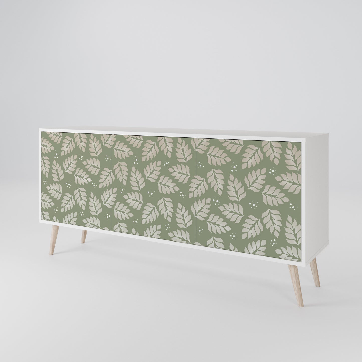 LEAVES ON GREEN 3-Door Sideboard in White Finish