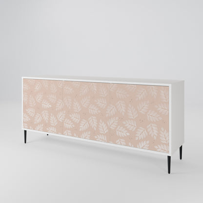 LEAVES ON BEIGE Madia a 3 Ante in Finitura Bianca