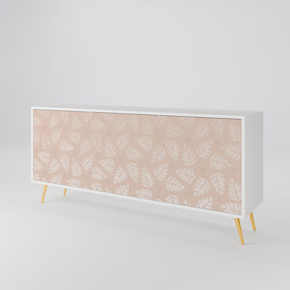 LEAVES ON BEIGE Madia a 3 Ante in Finitura Bianca
