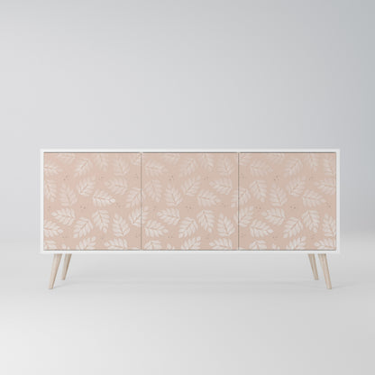 LEAVES ON BEIGE Madia a 3 Ante in Finitura Bianca