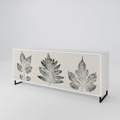 LEAFY STAMPS Madia a 3 Ante in Finitura Bianca
