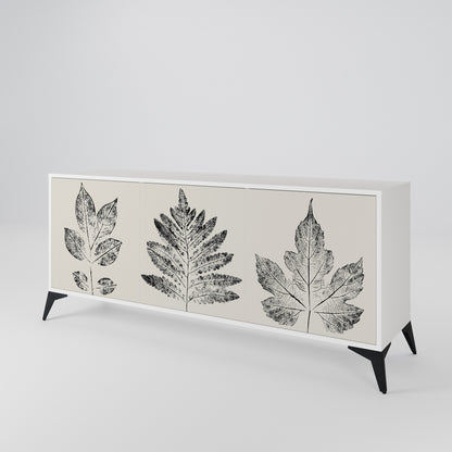 LEAFY STAMPS Madia a 3 Ante in Finitura Bianca
