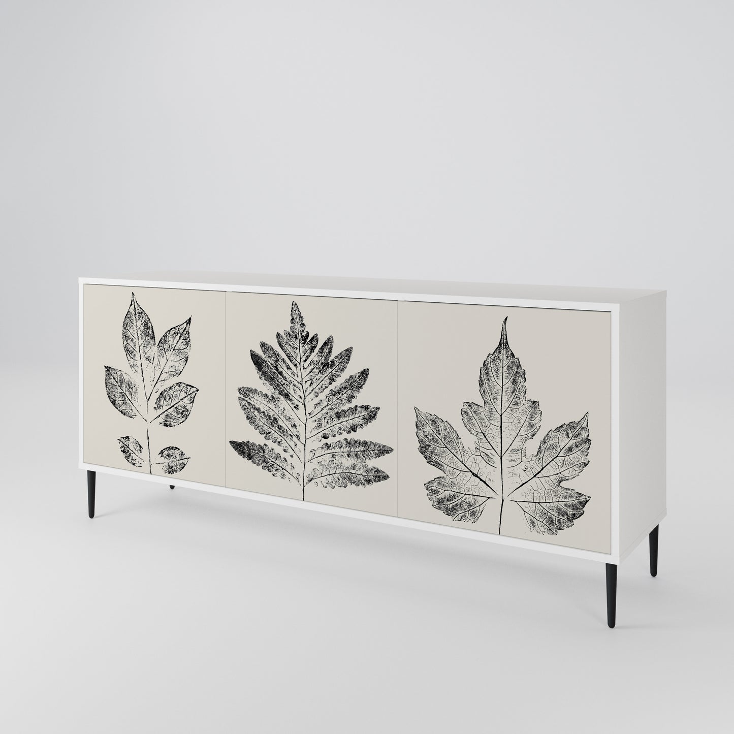 LEAFY STAMPS Madia a 3 Ante in Finitura Bianca