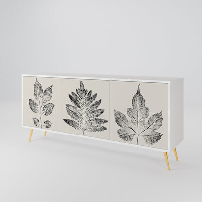 LEAFY STAMPS Madia a 3 Ante in Finitura Bianca