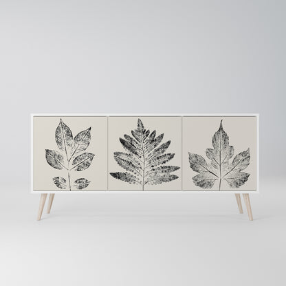 LEAFY STAMPS Madia a 3 Ante in Finitura Bianca