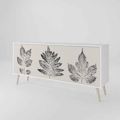 LEAFY STAMPS Madia a 3 Ante in Finitura Bianca