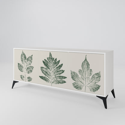 GREEN LEAFY STAMPS 3-Door Sideboard in White Finish