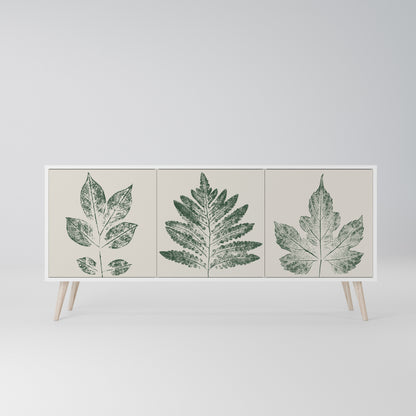 GREEN LEAFY STAMPS 3-Door Sideboard in White Finish