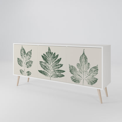 GREEN LEAFY STAMPS 3-Door Sideboard in White Finish