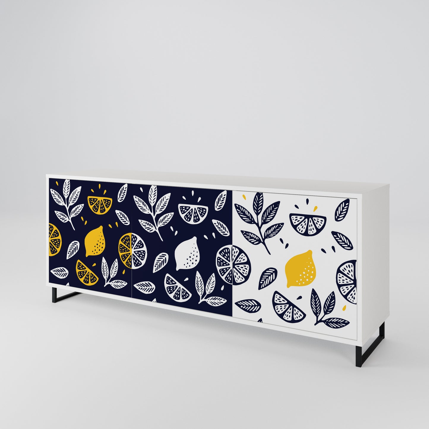 CITRUS BLACK AND WHITE Madia a 3 Ante in Finitura Bianca