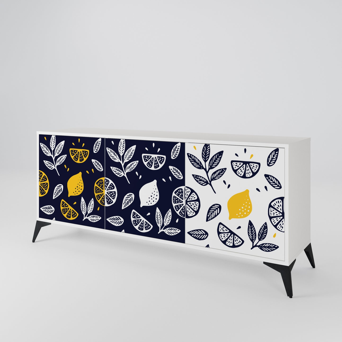 CITRUS BLACK AND WHITE Madia a 3 Ante in Finitura Bianca