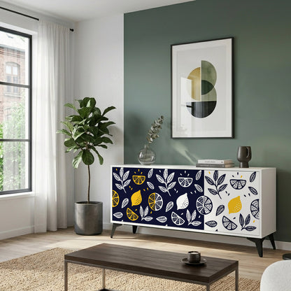 CITRUS BLACK AND WHITE Madia a 3 Ante in Finitura Bianca
