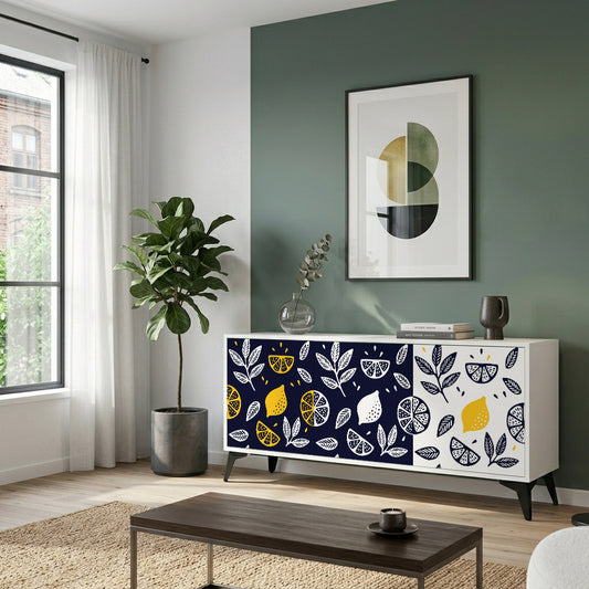 CITRUS BLACK AND WHITE Madia a 3 Ante in Finitura Bianca