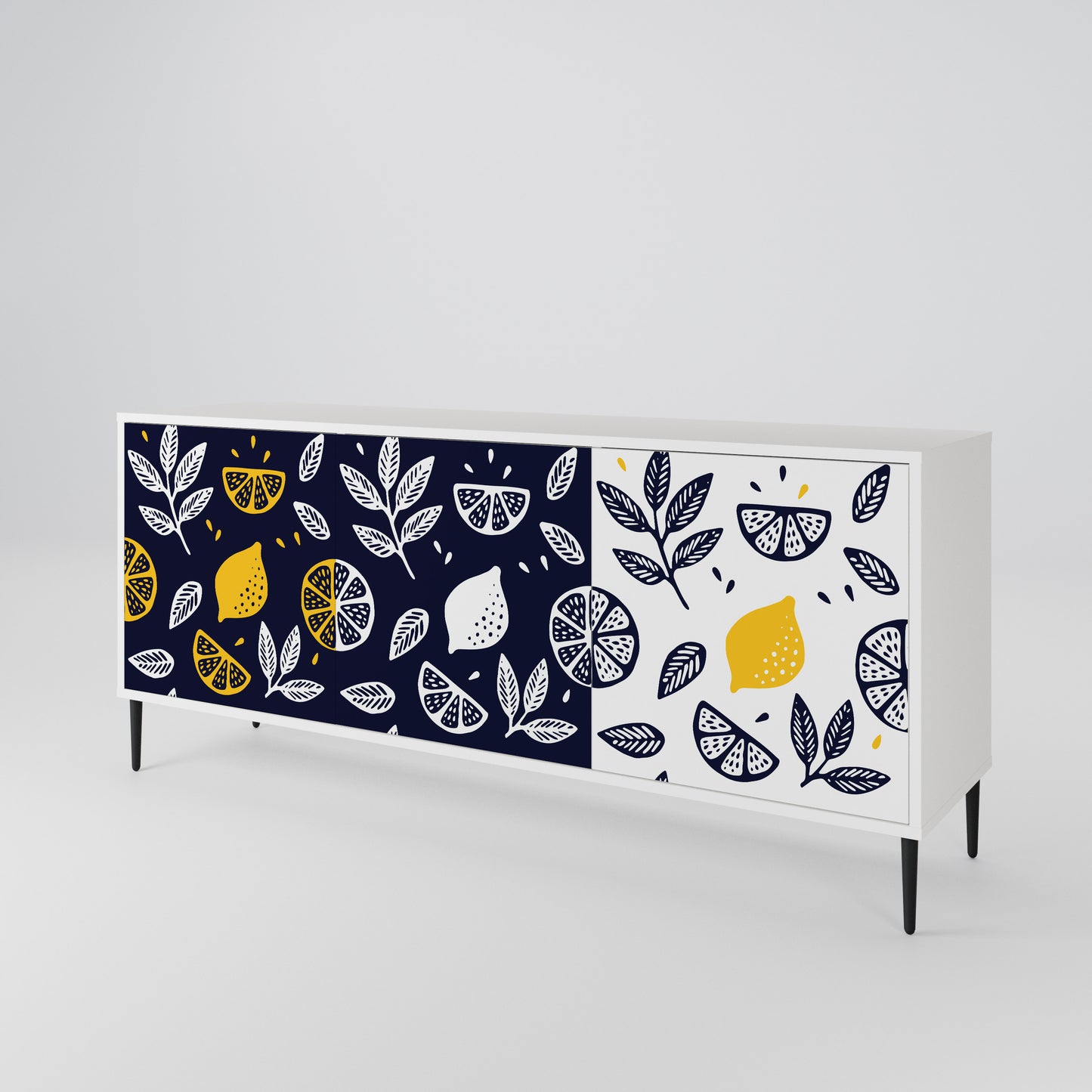 CITRUS BLACK AND WHITE Madia a 3 Ante in Finitura Bianca