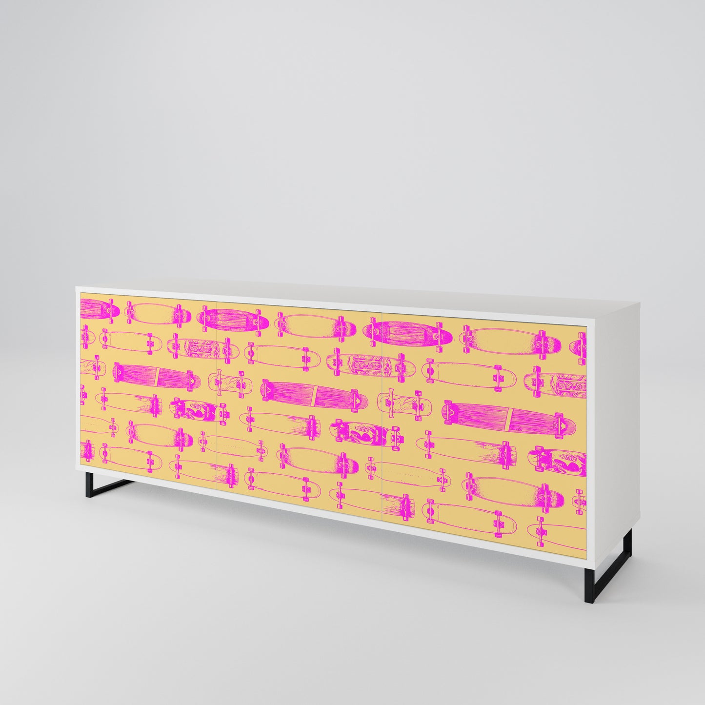 SKATEBOARD ARTISTRY Madia a 3 Ante in Finitura Bianca