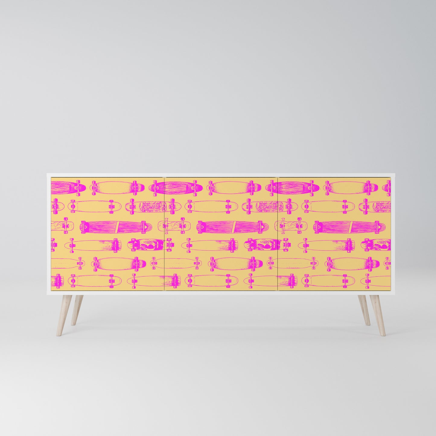 SKATEBOARD ARTISTRY Madia a 3 Ante in Finitura Bianca