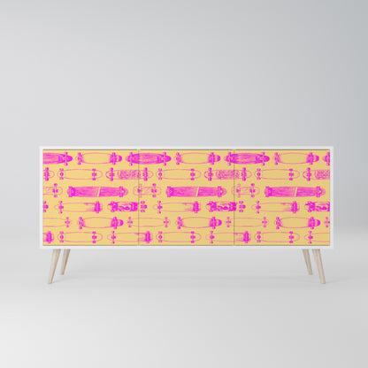 SKATEBOARD ARTISTRY Madia a 3 Ante in Finitura Bianca