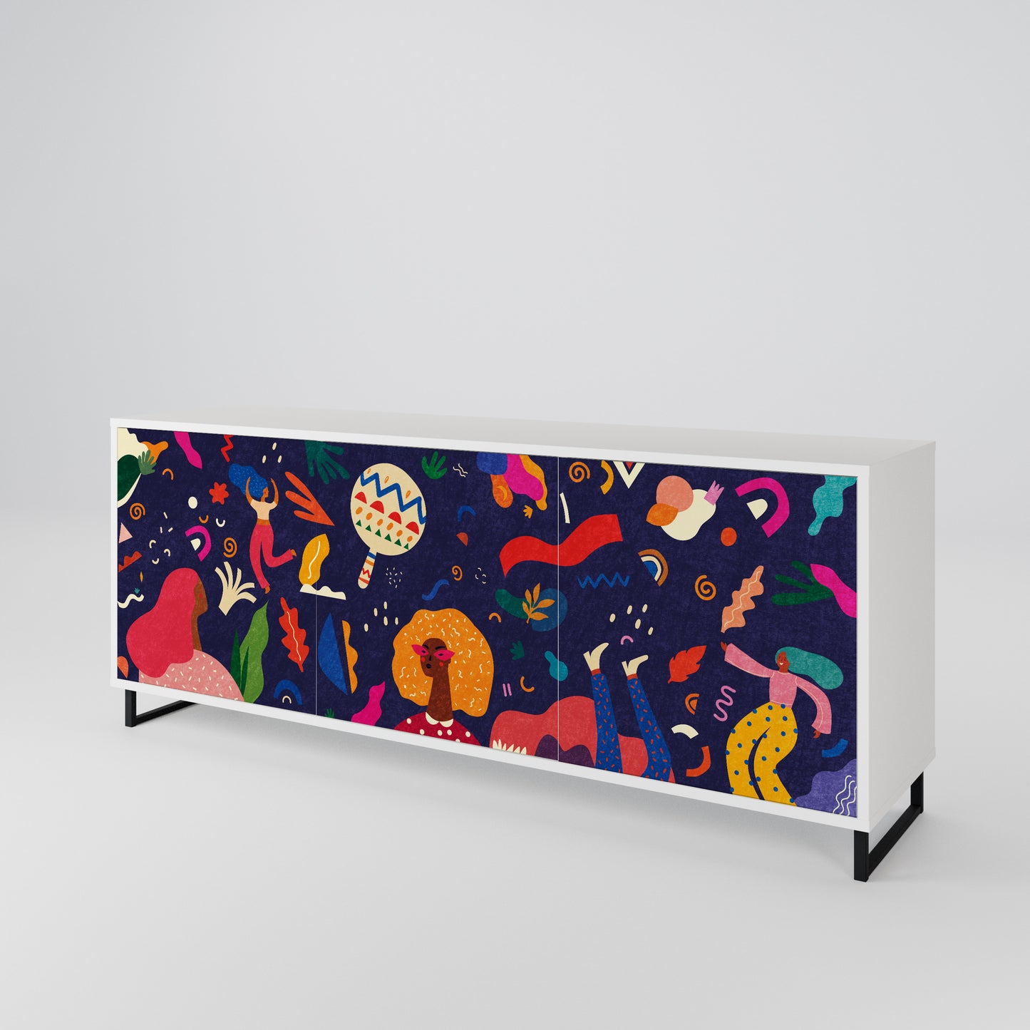 FESTIVE PLEASURES Madia a 3 Ante in Finitura Bianca