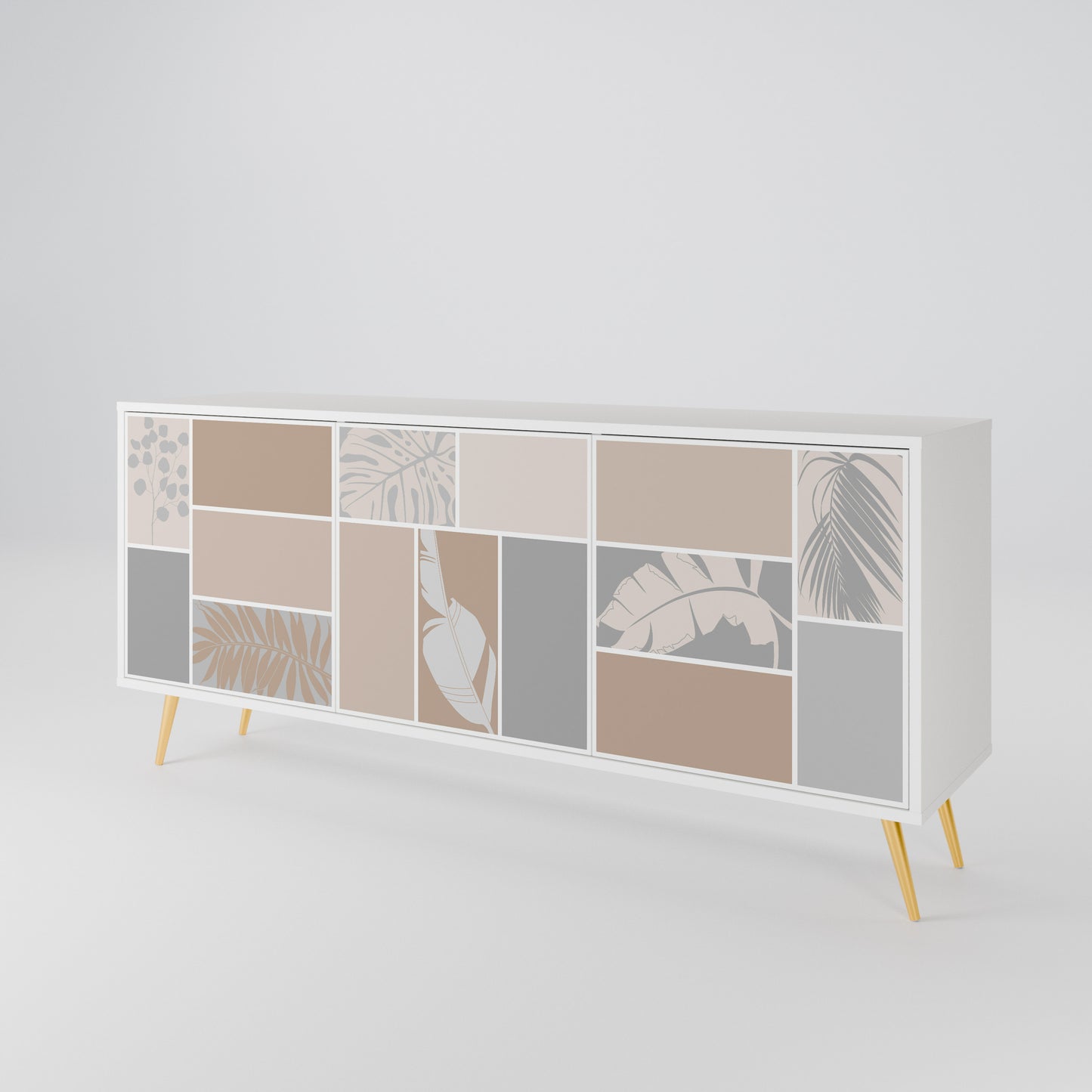 TROPICAL SHAPES Madia a 3 Ante in Finitura Bianca