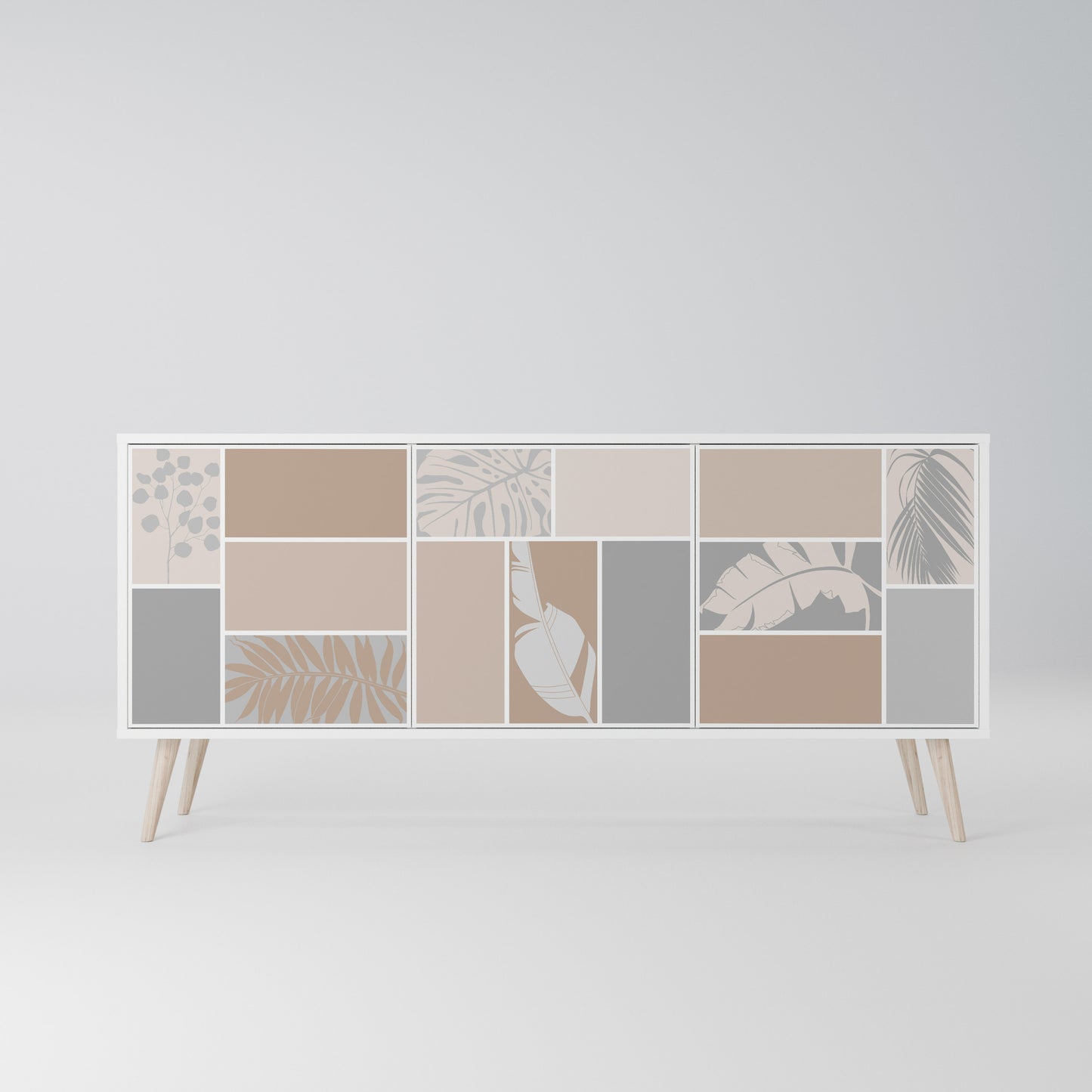 TROPICAL SHAPES Madia a 3 Ante in Finitura Bianca