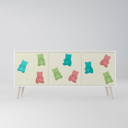 GUMMY BEARS Madia a 3 Ante in Finitura Bianca
