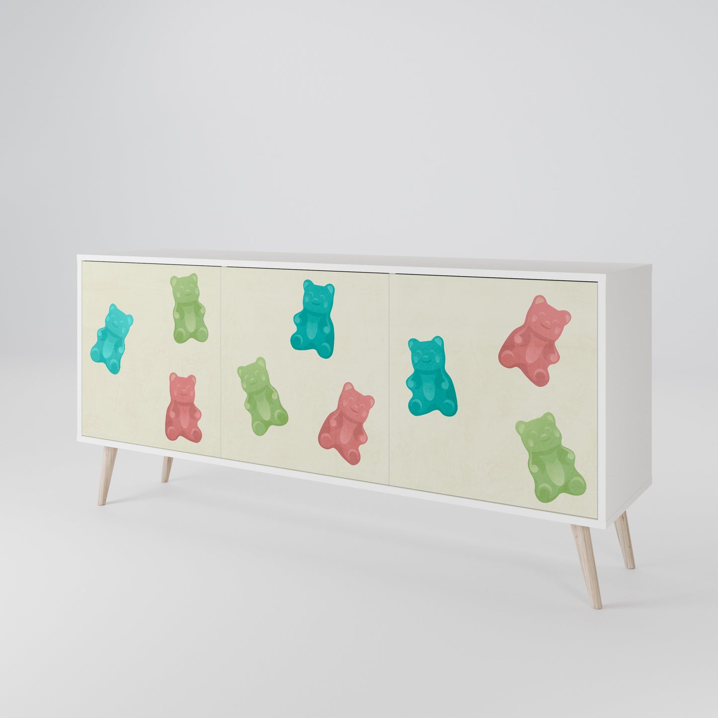 GUMMY BEARS Madia a 3 Ante in Finitura Bianca