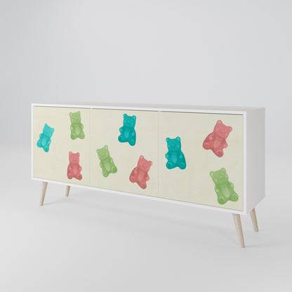 GUMMY BEARS Madia a 3 Ante in Finitura Bianca