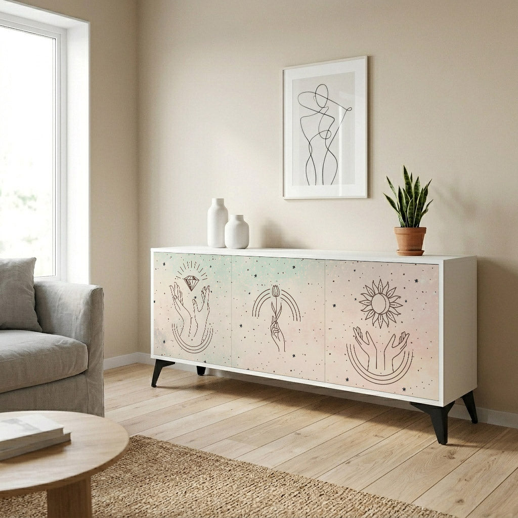 DELICATE BEAUTY Madia a 3 Ante in Finitura Bianca