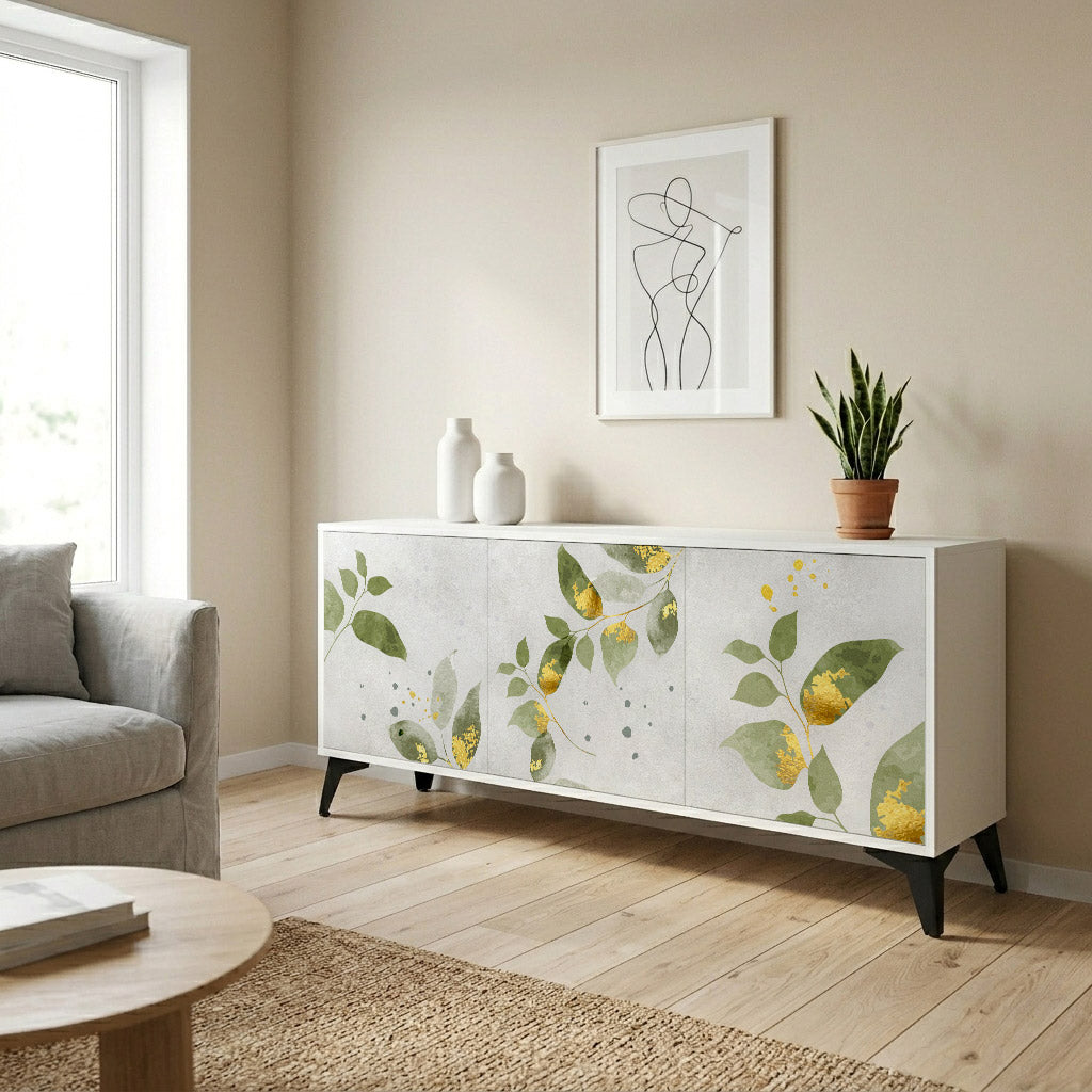 ELEGANT BOTANICS Madia a 3 Ante in Finitura Bianca
