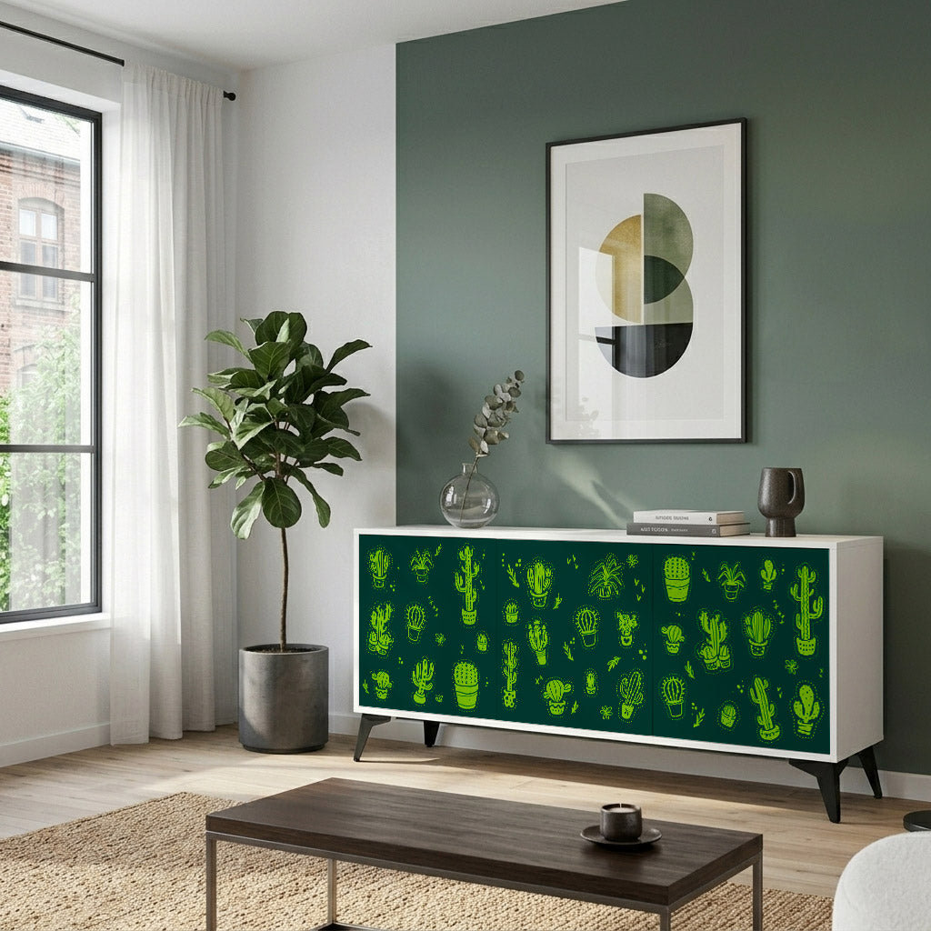 DESERT GREEN Madia a 3 Ante in Finitura Bianca