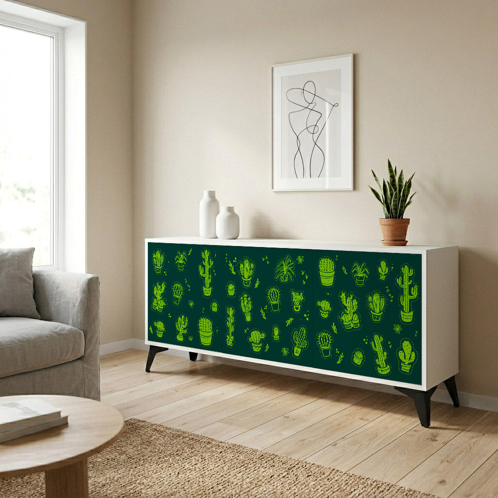 DESERT GREEN Madia a 3 Ante in Finitura Bianca