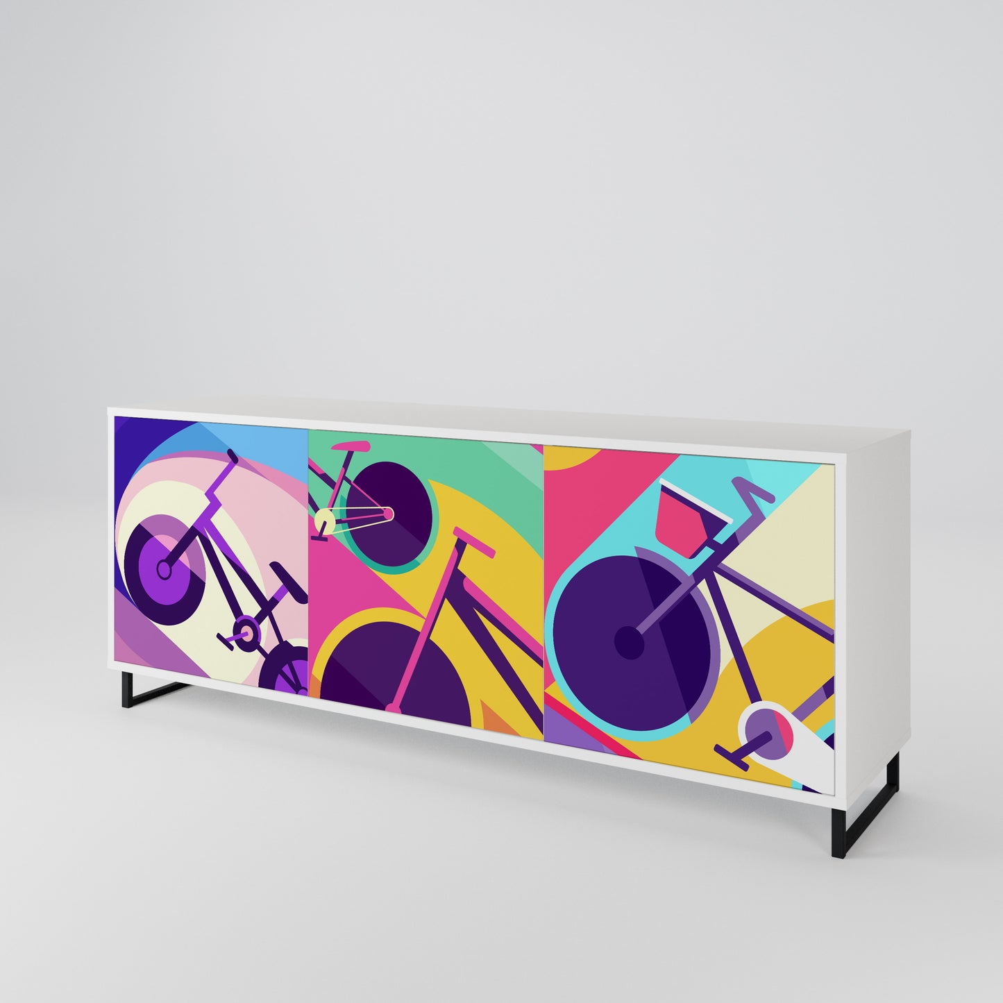 BIKE DREAMS Madia a 3 Ante in Finitura Bianca