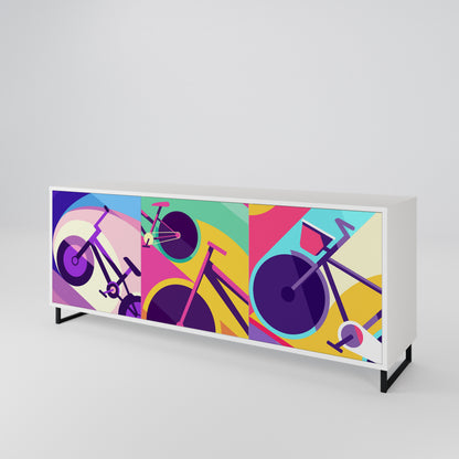 BIKE DREAMS Madia a 3 Ante in Finitura Bianca