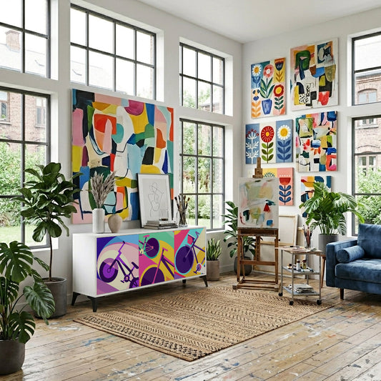 BIKE DREAMS 3-Door Sideboard in White Finish