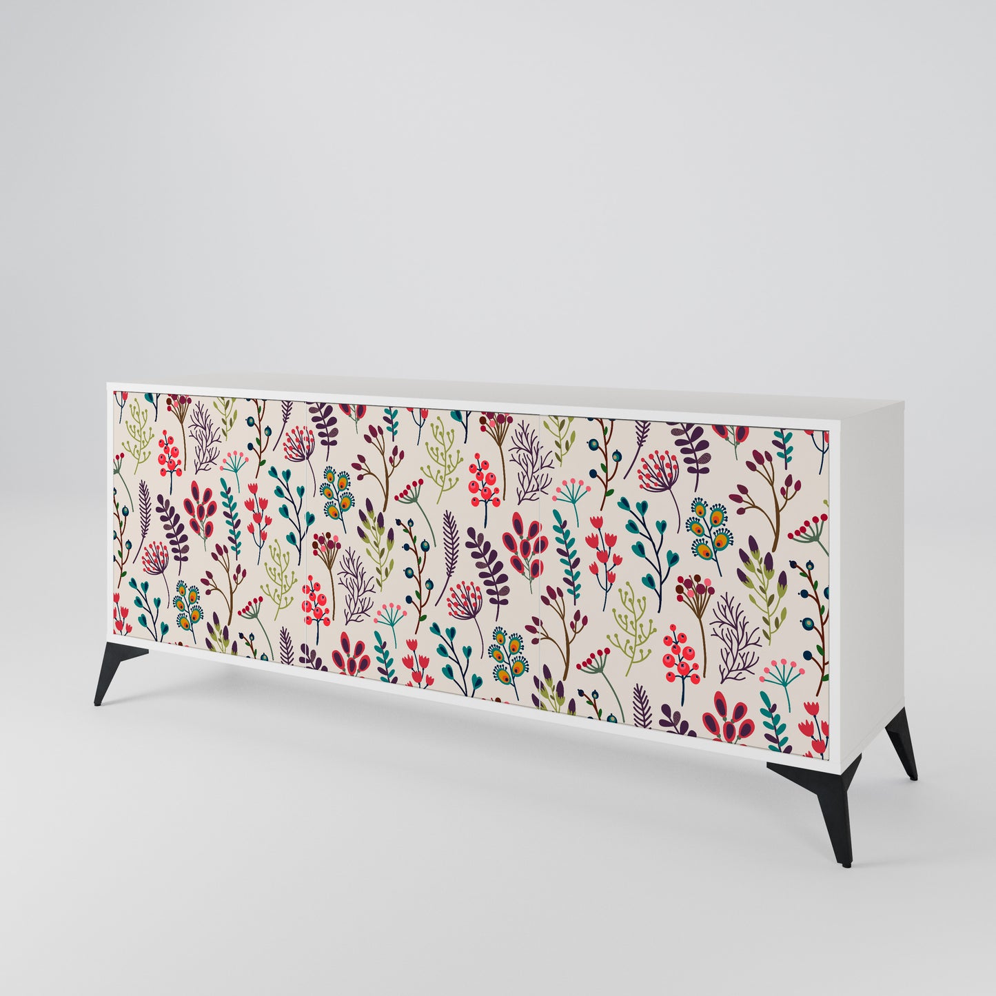 AUTUMN SUNDRIES Madia a 3 Ante in Finitura Bianca