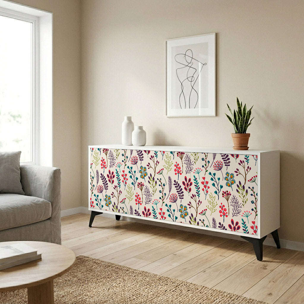 AUTUMN SUNDRIES Madia a 3 Ante in Finitura Bianca