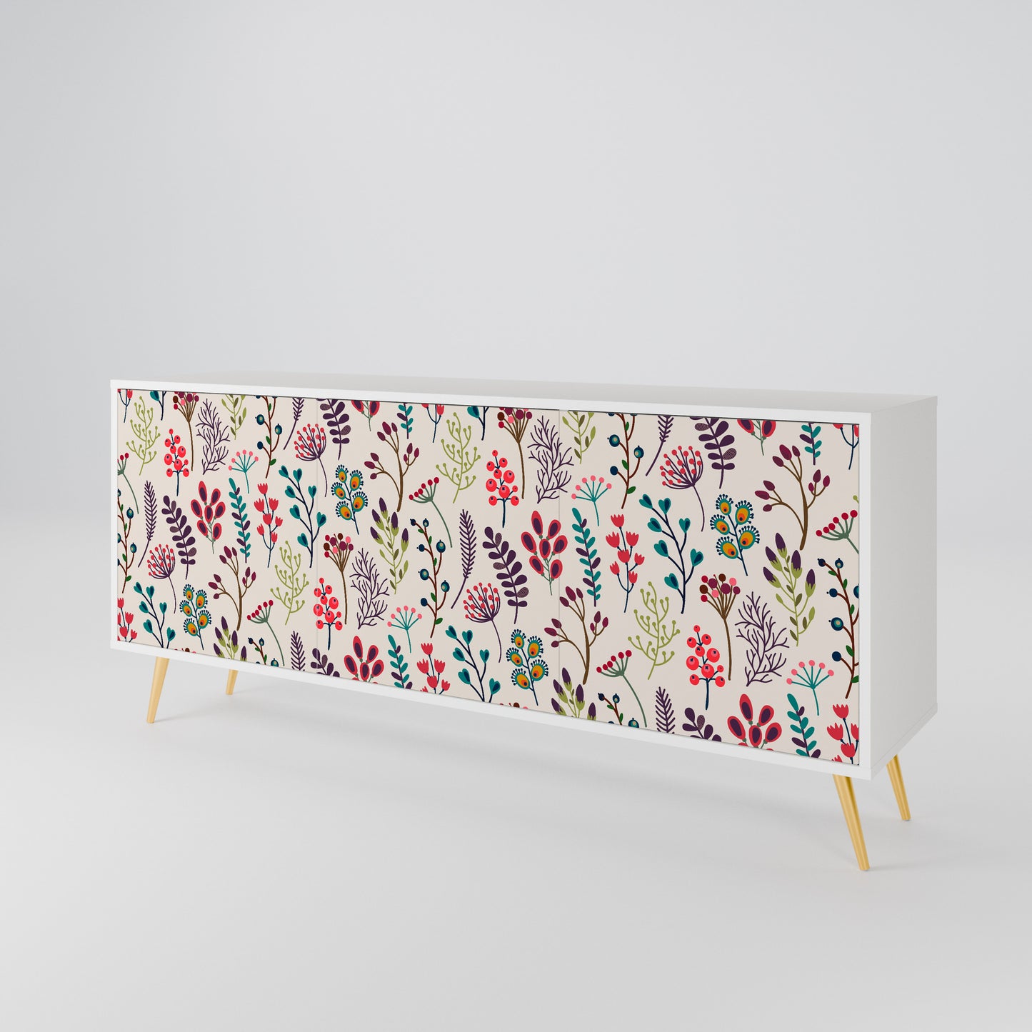 AUTUMN SUNDRIES Madia a 3 Ante in Finitura Bianca
