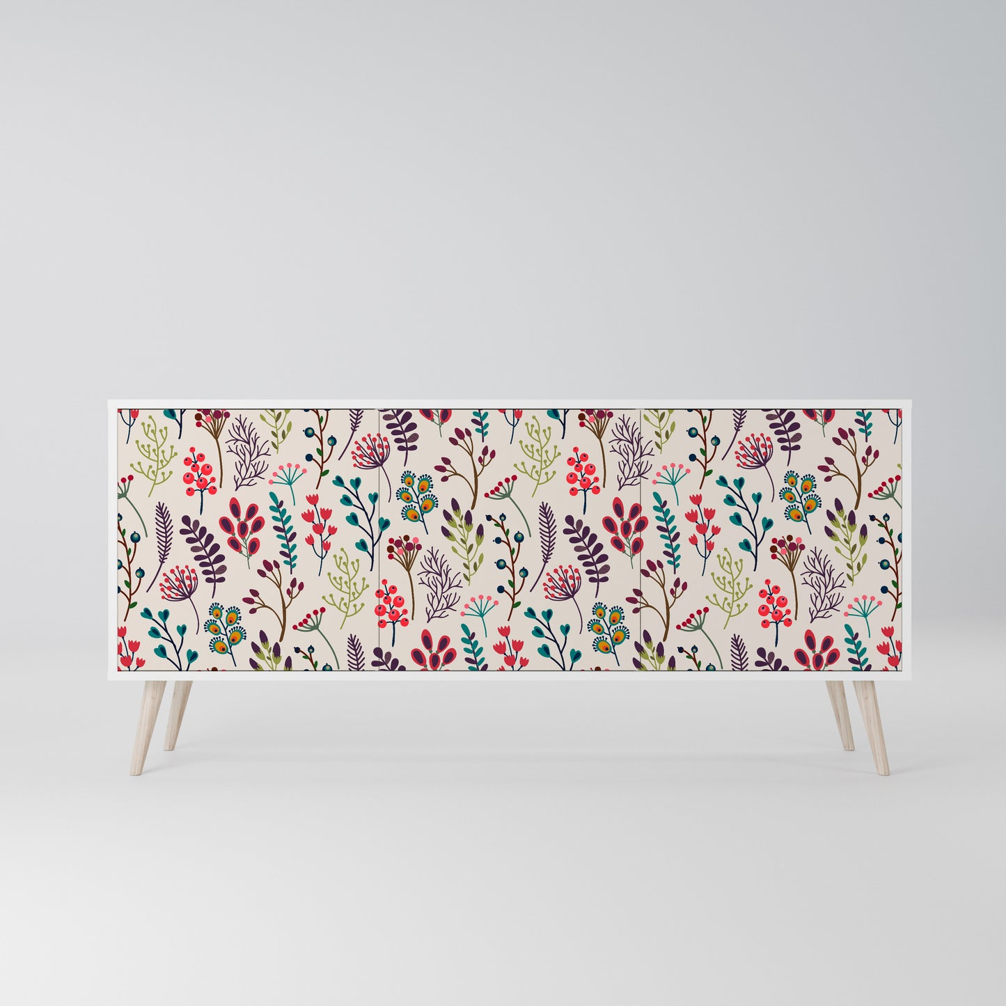 AUTUMN SUNDRIES Madia a 3 Ante in Finitura Bianca