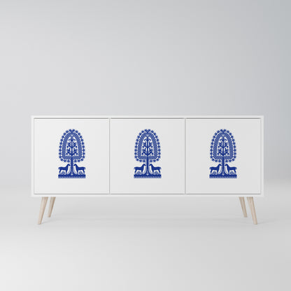 POLISH FOLK ART Madia a 3 Ante in Finitura Bianca
