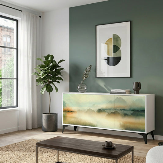 MORNING BY THE LAKE 3-Door Sideboard in White Finish