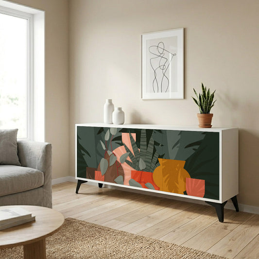 TROPICAL COMPOSITION 3-Door Sideboard in White Finish