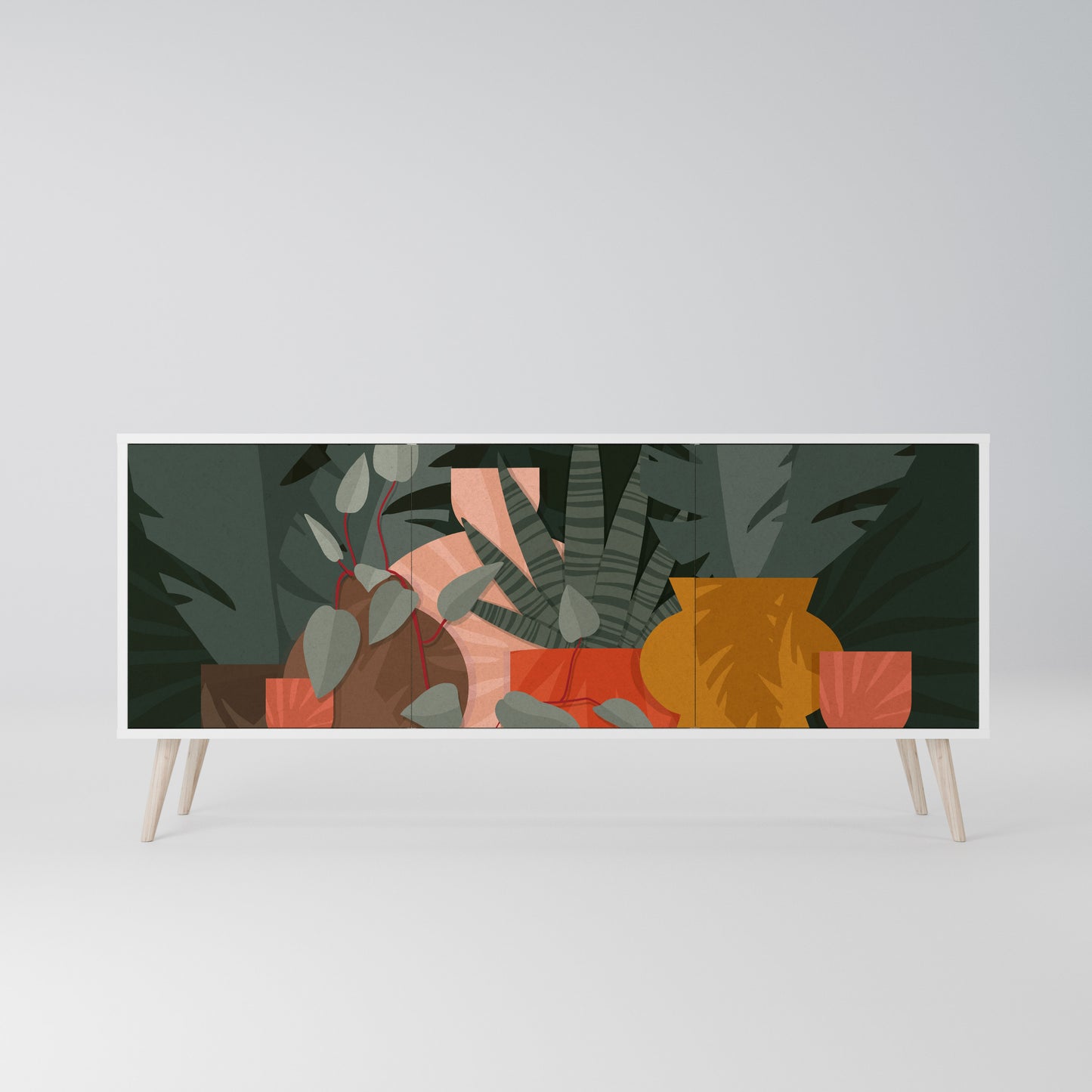 TROPICAL COMPOSITION Madia a 3 Ante in Finitura Bianca